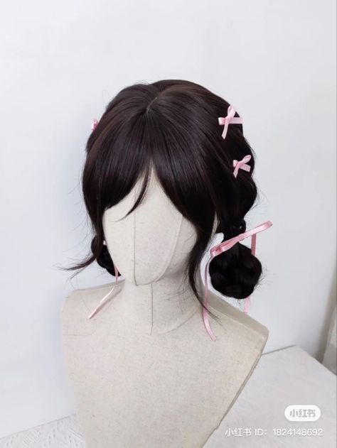 The Wet Look, Hairstyle Easy, Y2k Hairstyles, Dyed Hair Inspiration, Kawaii Hairstyles, Bow Hairstyle, Ribbon Hairstyle, Hair Tutorials Easy, Hair Stylies