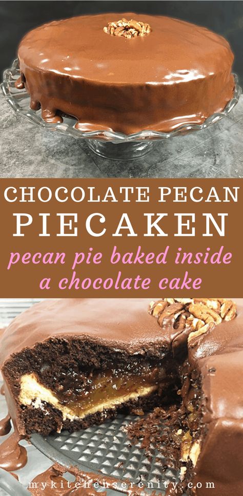 Piecaken Recipe, Easy Holiday Dessert, Chocolate Peanut Butter Desserts, Easy Holiday Desserts, Italian Cream Cakes, Thanksgiving Desserts Easy, Peanut Butter Desserts, Easy Pie, Bake Dessert