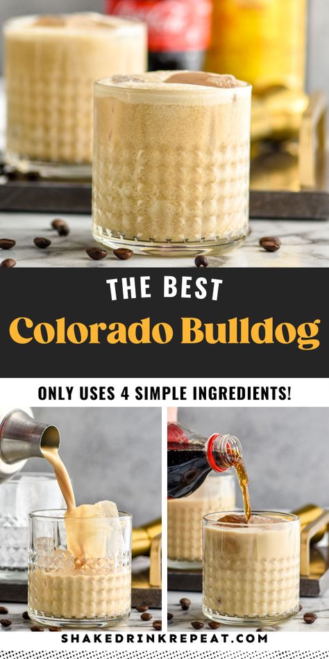 Bulldog Drink Recipe, Flavored Vodka Drinks, Colorado Bulldog, Alcoholic Coffee Drinks, Kahlua Drinks, Vodka Recipes Drinks, Summer Drinks Alcohol, Cocktail Drinks Alcoholic, Coffee With Alcohol