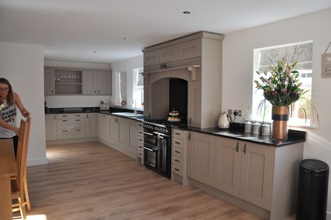 Clients Stone Grey Ash Kitchen with Absolute Black Granite Worktops. – Schofield Interiors Limited Smeg Victoria, Ash Kitchen, Black And Grey Kitchen, Cashmere Kitchen, Black Granite Kitchen, Granite Worktop Kitchen, Ikea Black, Black Kitchen Countertops, Black Appliances Kitchen