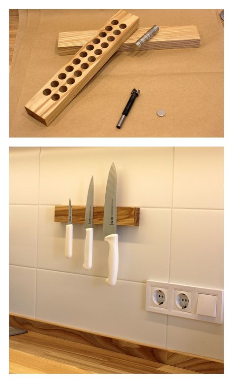 Kitchen Knife Storage Ideas, Knife Magnet, Kitchen Knife Storage, Magnetic Knife Rack, Magnetic Knife Holder, Wood Holder, Knife Rack, Wooden Knife, Wood Knife