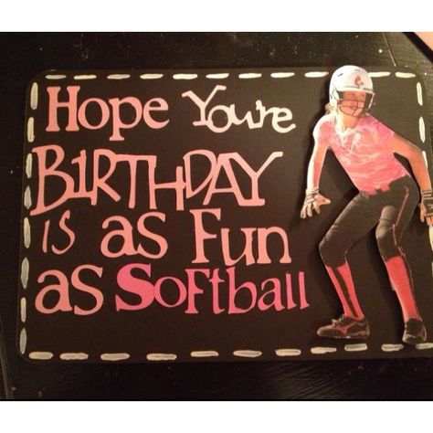 Softball birthday card Softball Birthday Cards Diy, Softball Birthday, Cute Card Ideas, Softball Quotes, Birthday Card Sayings, Softball Coach, Softball Stuff, Secret Sister, Softball Players