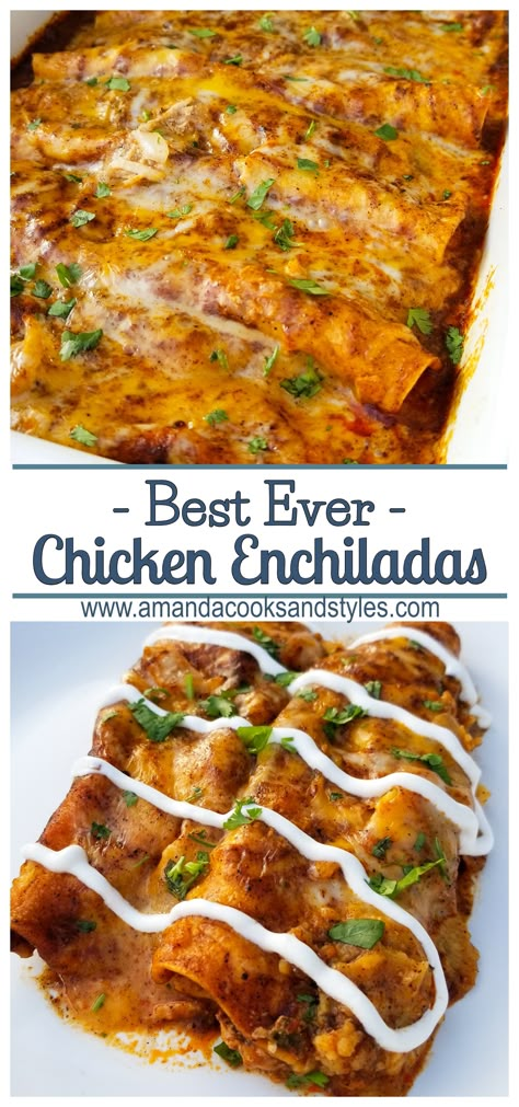 Shredded Salsa Chicken, Red Chicken Enchiladas, Shredded Chicken Enchiladas, Best Ever Chicken, Slow Cooker Shredded Chicken, Beans Recipes, Recipes With Enchilada Sauce, Creamy Chicken Enchiladas, Enchilada Recipe