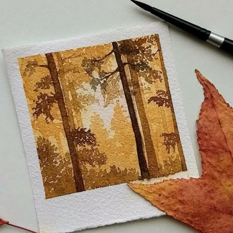 Mini Toile, Forest Watercolor, Watercolor Forest, Watercolour Inspiration, Hur Man Målar, Forest Painting, Watercolor Paints, Watercolor Art Lessons, Arte Inspo