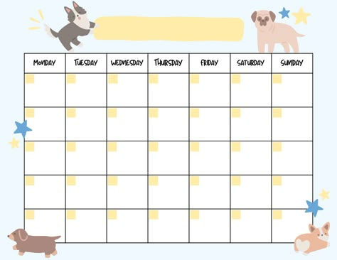 Cute Calendar Template, Free Printable Calendar Templates, Monthly Planner Template, Blank Calendar Template, Cute Calendar, Bullet Journal Diy, Self Care Bullet Journal, Blank Calendar, Printable Calendar Template