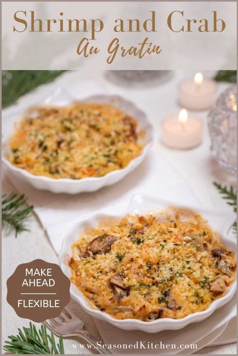 Seafood Au Gratin, Crab Au Gratin Recipe, Shrimp Au Gratin, Crab Au Gratin, Curried Shrimp, Au Gratin Recipes, Gratin Dish, Curry Shrimp, Baked Shrimp