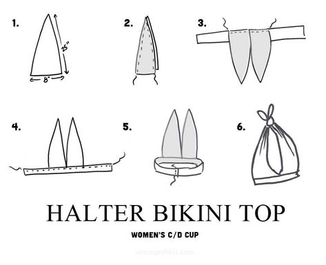 Halter Top Pattern Sew Free, Triangle Top Pattern Sewing, How To Sew A Bathing Suit, How To Make Halter Top, Bathing Suit Pattern Sewing, How To Sew Bikinis, Summer Tops To Sew, Free Halter Top Sewing Pattern, Sew A Halter Top