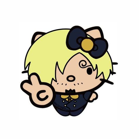 Sanji Icon, Images Hello Kitty, One Piece Cartoon, One Piece Meme, One Piece Crew, Anime Printables, Kitty Drawing, Hello Kit, Hello Kitty Drawing