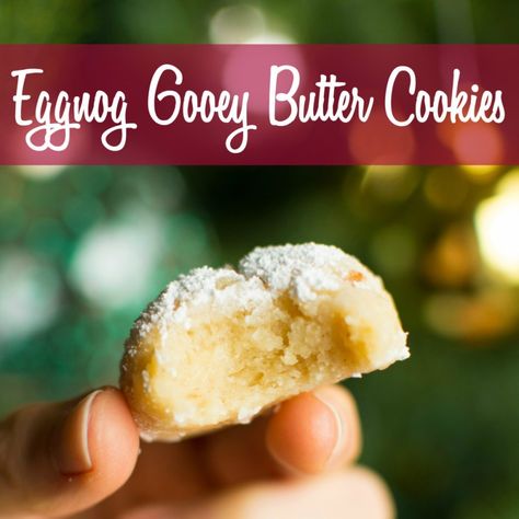 Eggnog Gooey Butter Cookies - A baJillian Recipes Christmas Beverages, Gooey Butter Cookies, Gooey Butter, Iconic Christmas, Holiday Cookie Exchange, Butter Cookies Recipe, Buttery Cookies, Holiday Cookie, Cookie Exchange