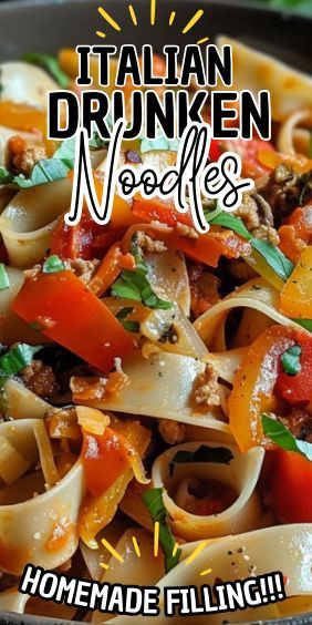 Today, I’m excited to share a recipe that’s sure to become a favorite in your household: Italian Drunken Noodles. This dish is a fusion of hearty Italian flavors and a… Drunken Italian Sausage Noodles, Chef John’s Drunken Noodles, Drunken Noodles With Shrimp, Italian Drunken Noodles, Pasta Ideas, White Bean Soup Recipes, Fancy Appetizers, Drunken Noodles, Italian Sausage Recipes