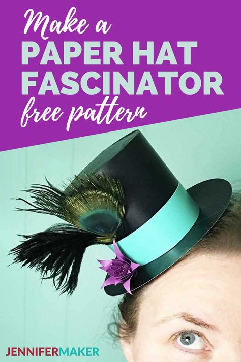 How to Make this Cute Mini Top Hat Gift Box + Fascinator | Paper Top Hat | Free Cricut SVG Cut File and Tutorial Diy Facinators, Make A Fascinator Hat, Cricut Hats, Paper Top Hat, Free Cricut Svg, Jennifer Maker, Fascinator Hats Diy, Birthday 2023, My Sweet Sister