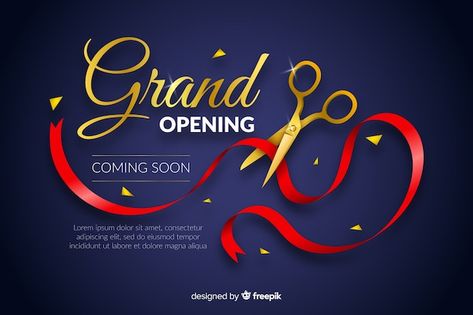 Grand opening background in realistic st... | Premium Vector #Freepik #vector #inauguration-ceremony #grand-opening #opening #inauguration Grand Opening Background, Opening Background, Grand Opening Banner, Business And Advertising, Grand Opening Invitations, Psd Free Photoshop, Grand Opening Party, Flyers Design, Free Psd Files