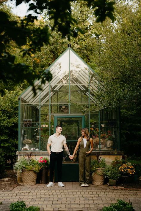 Indiana Gardens Couple photos || Wes Anderson Inspired Greenhouse Photos Greenhouse Photos, Wes Anderson Inspired, Fall Engagement Session, Outdoor Wedding Photos, Indianapolis Wedding, Couples Engagement Photos, Indiana Wedding, Winter Engagement Photos, Wes Anderson