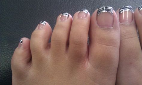 #zebra #french #manicure #toes French Manicure Toes, Polish Ideas, French Manicure, Manicure, Nail Designs, Nail Polish, Nails