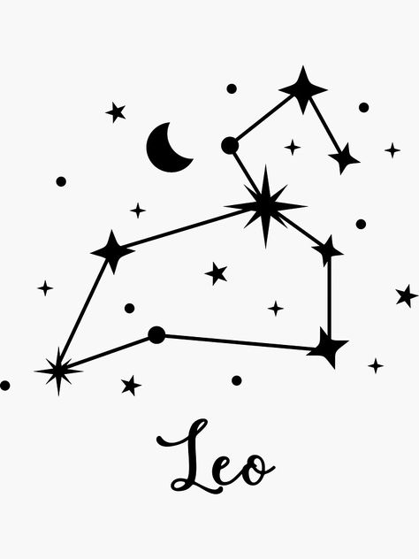 "Leo Constellation Stars" Sticker by UponStars | Redbubble Leo Constellation Drawing, Leo Stickers Aesthetic, Leo Constellation Tattoo Stars, Leo Star Constellation, Aries Star Constellation, Constellation Drawing, Leo Constellation Tattoo, Leo Zodiac Tattoos, Leo Tattoo Designs