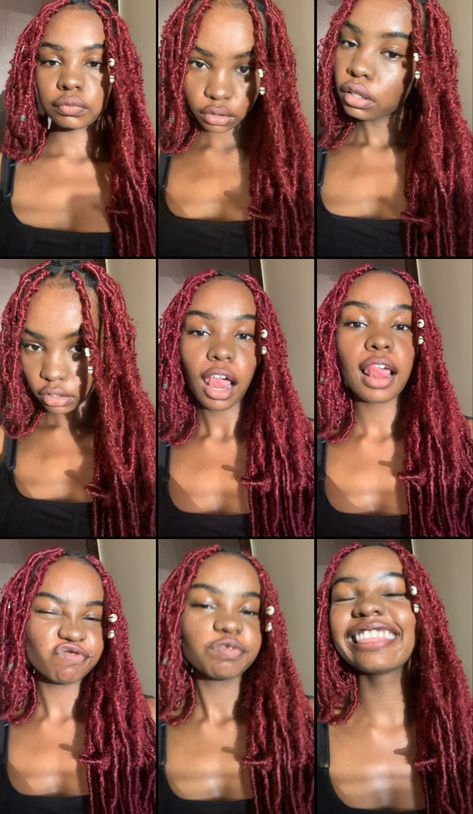 Burgundy Braids For Black Women, Burgundy Soft Locs, Burgundy Faux Locs, Burgundy Locs, October Hair, Fav Hairstyles, Cherry Red Hair, Hairstyle Tips, Marley Hair