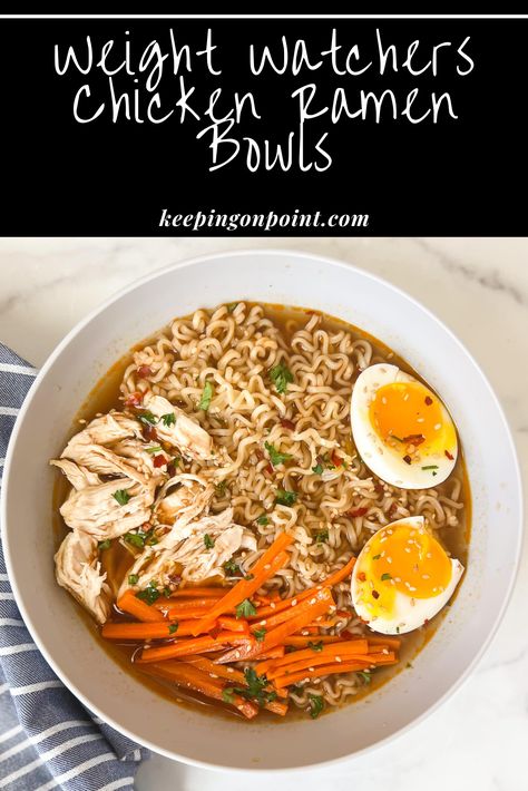 Easy Chicken Ramen Soup, Chicken Ramen Recipes Soups, Chicken For Ramen Recipe, Ramen Noodle Bowls Chicken, Chicken Ramen Noodle Soup Recipes, Rotisserie Chicken Ramen Noodle Recipes, Healthy Chicken Ramen Noodle Recipes, High Protein Ramen Bowl, Chicken Ramen Noodle Recipes Soups