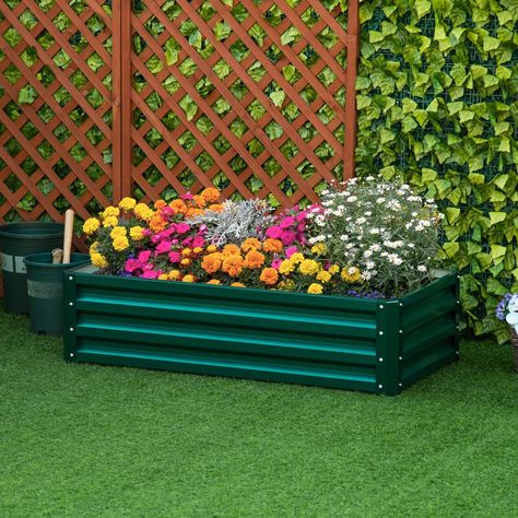 Freeport Park® Folger 4 ft x 2 ft Metal Raised Garden Bed & Reviews | Wayfair Balcony Green, Vegetable Beds, Elevated Planter Box, Plants Vegetables, Raised Planter Boxes, Metal Raised Garden Beds, Metal Planter Boxes, Backyard Balcony, Inside Plants