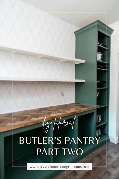 Dive deeper into the construction and design of your DIY butler's pantry with Part 2 of our tutorial series! Learn essential tips for shelving, organization, and maximizing space. From selecting materials to adding finishing touches, this guide will help you create a functional and elegant pantry that suits your needs. Take your home improvement skills to the next level! Butlers Pantry With Deep Freezer, Pantry With Desk Built Ins, Build Your Own Butlers Pantry, Butlers Pantry Ikea, Simple Butlers Pantry Ideas, Mudroom Turned Butlers Pantry, Brick Butlers Pantry, Laundry Room Ideas With Countertop, Pantry With Prep Area