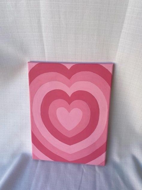 Cute Aesthetic Things To Paint, Canvas Painting For Him, Art Inspiration Canvas, Cow Print Painting, Aesthetic Hearts, Mini Tela, Cute Easy Paintings, Mini Toile, Pink Canvas Art