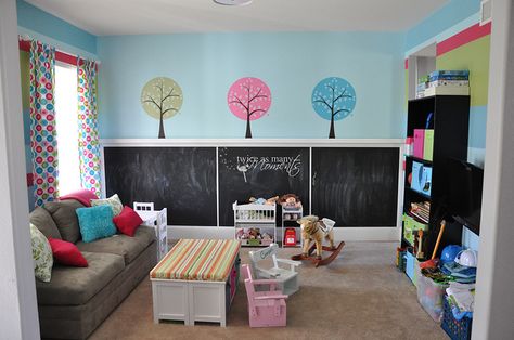 DSC_4320_edit_wm by Sally_Jean, via Flickr Playroom/guest Room, Chalkboard Walls, Basement Playroom, Chalk Wall, Home Daycare, Chalkboard Wall, Chalkboard Paint, Toy Rooms, Playroom Decor