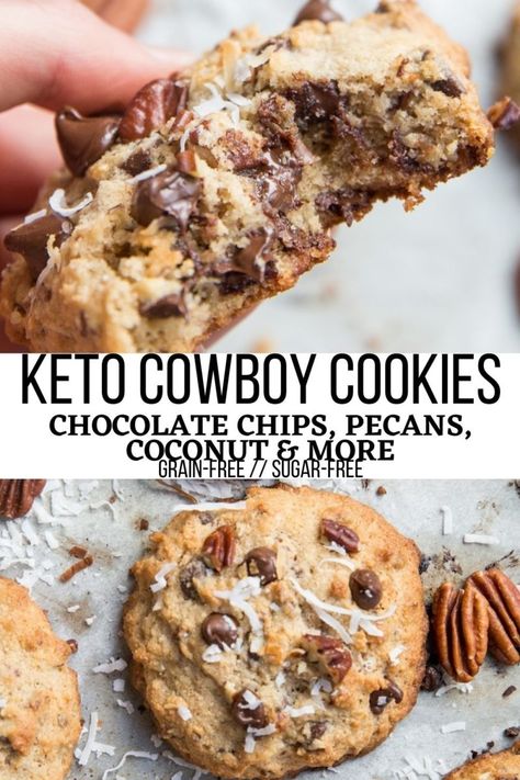 1000 Calorie, Keto Cookie Recipes, Desserts Keto, Breakfast Low Carb, Postre Keto, Cowboy Cookies, Lost 100 Pounds, Low Carb Dessert, Low Carb Cookies