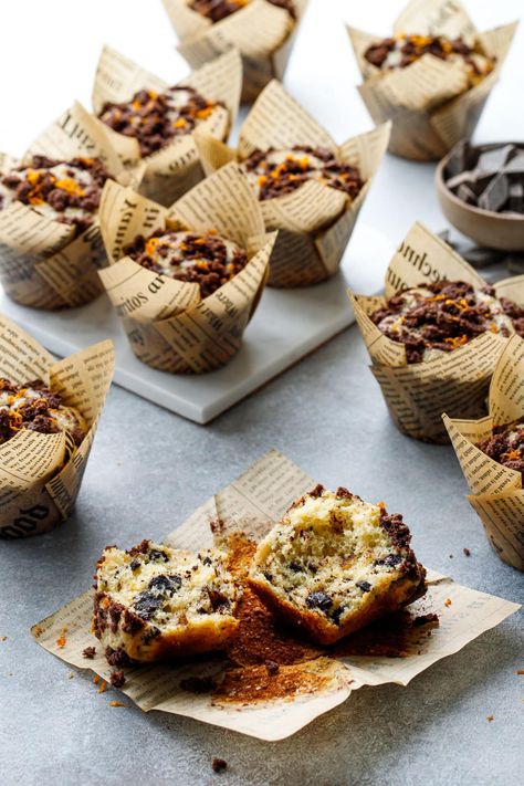 Chocolate Orange Muffins with Chocolate Streusel Raspberry Sandwich Cookies, Strawberry Cake Roll, Anniversary Centerpieces, Strawberry Roll Cake, Muffins With Chocolate, Chocolate And Orange, Chocolate Ganache Filling, Orange Muffins, Streusel Muffins