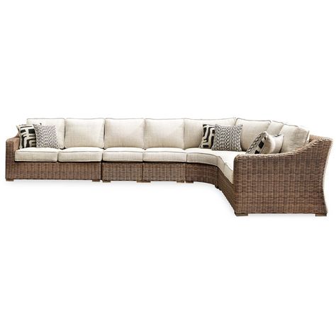 Signature Design by Ashley Beachcroft Beige Outdoor Sectional - Bed Bath & Beyond - 26396066 Sectional Bed, Florida Living Room, Outdoor Sectionals, Outdoor Seating Set, Twin Mattress Size, Geometric Throw Pillows, Kids Bedroom Sets, Storage Ottoman Bench, City Furniture