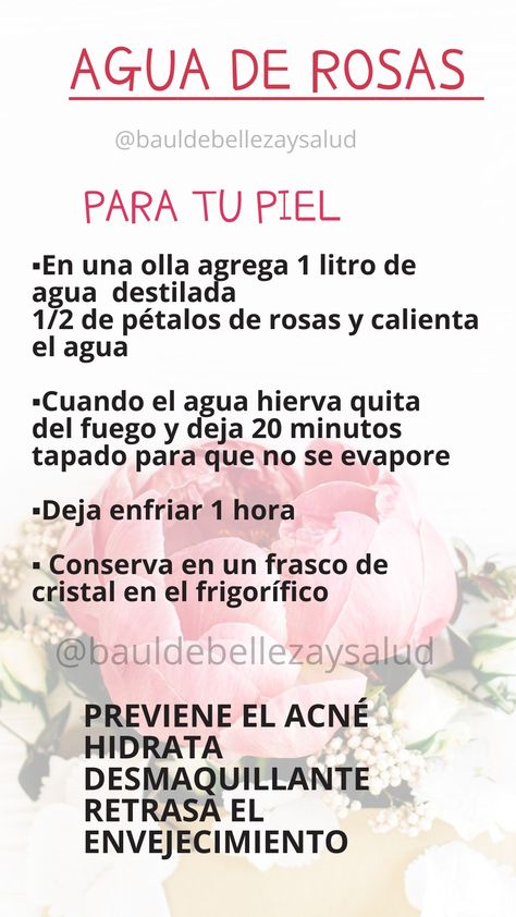 Descubre cómo preparar agua de rosas #aguaderosas #belleza #piel #beauty Crema Ponds, Young Living, Glow Up?, Natural Skin Care, Facial, Lily, Soap, Skin Care, Skin