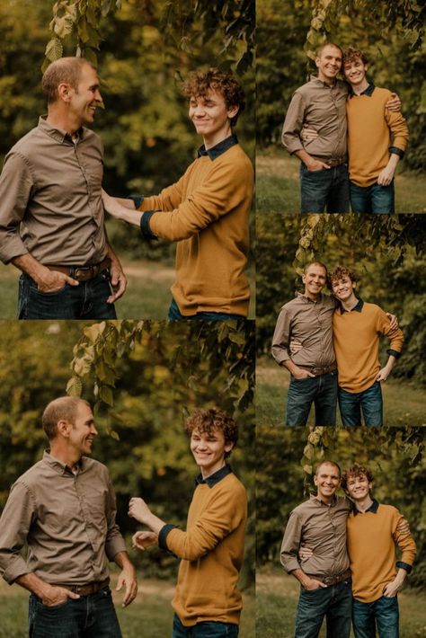 Older Family Photos, Father Son Photography, Father Son Photos, Sibling Photography Poses, Son Photo Ideas, Fall Family Outfits, Family Photoshoot Poses, Senior Photography Poses, Family Portrait Poses