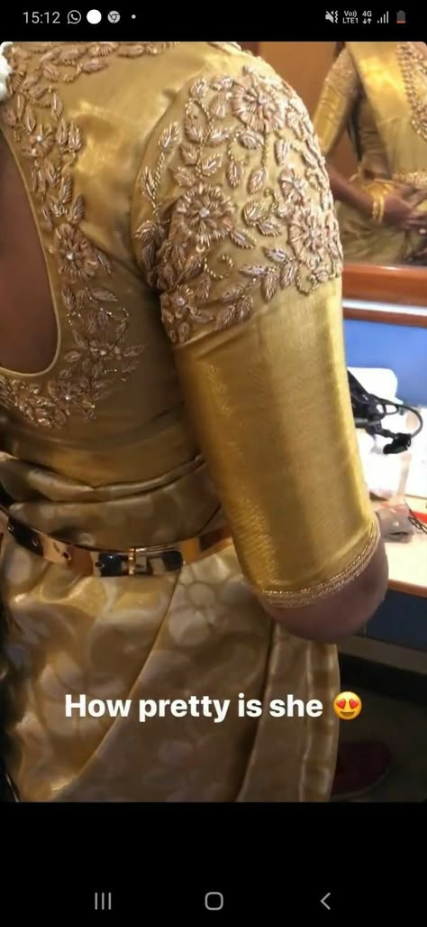 Blouses For Silk Sarees, Gold Blouses, Blouse Designs For Silk Sarees, Gold Blouse Designs, Work Blouse Designs, Latest Bridal Blouse Designs, New Saree Blouse Designs, Wedding Saree Blouse Designs, Cutwork Blouse Designs