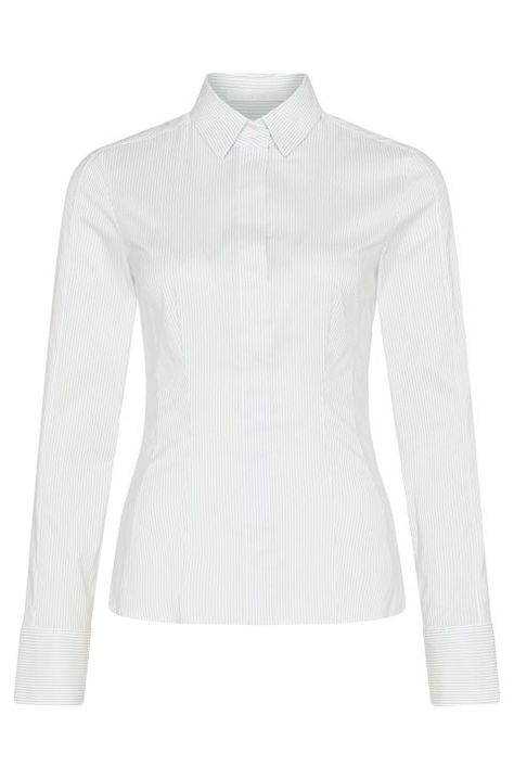 The white button down is a wardrobe workhorse. This building block goes with just about everything. I love this particular version because it's got a bit of stretch to accommodate a fuller chest—it never does that thing where it pulls around the bust! Boss poplin blouse, $195. Cool Headphones, Crisp White Blouse, Poplin Blouse, White Button Down, Building Block, White Blouse, Personal Stylist, The White, Favorite Outfit