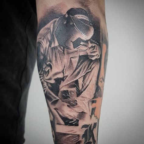 Welder Tattoo Ideas, Men’s Sleeve Tattoo Design, Welder Tattoo For Guys, Welding Tattoo Ideas For Men, Welders Tattoo, Finn Tattoo, Welder Tattoo, Welding Tattoo, Sleeve Tattoos For Men