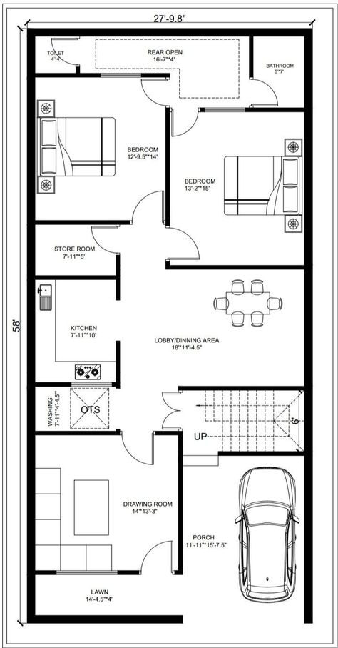 House Building Plans, Mini House Plans, Home Map Design, 30x50 House Plans, Drawing House Plans, Square House Plans, Budget House Plans, Floor Plans House, 20x40 House Plans