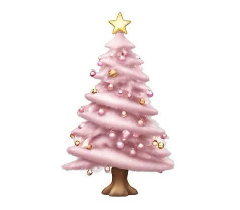 Pink Christmas Tree Emoji, Pink Christmas Emoji, Pink Christmas Stickers, Light Pink Christmas Tree, Cute Emoji Stickers, Christmas Tree With Decorations, Christmas Emojis, Girly Emojis, Light Pink Christmas