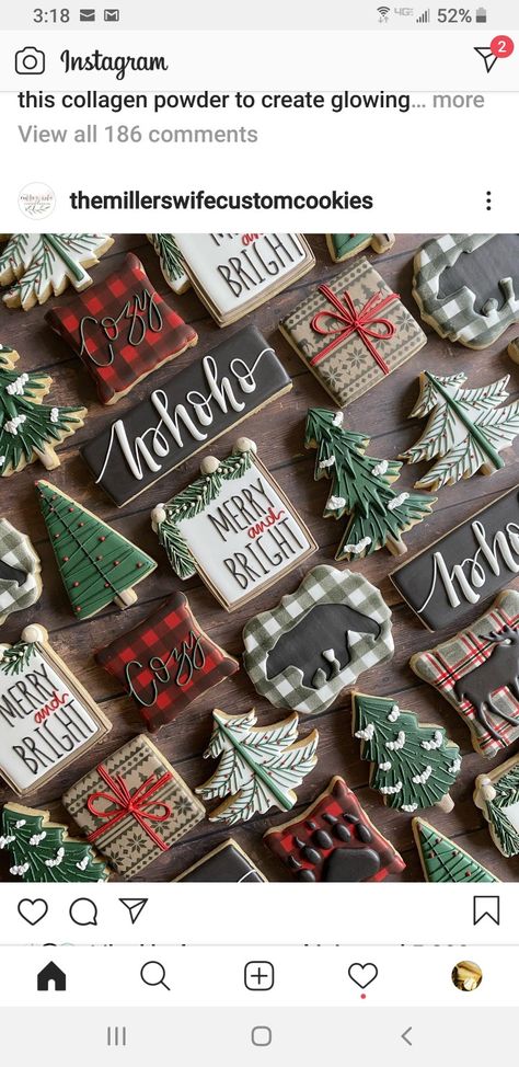 Woodland Christmas Cookies, Flooding Cookies, Royal Icing Sugar, Woodland Winter, Royal Iced Cookies, Winter Cookie, Tree Cookies, Sugar Cookie Designs, Christmas Tree Cookies