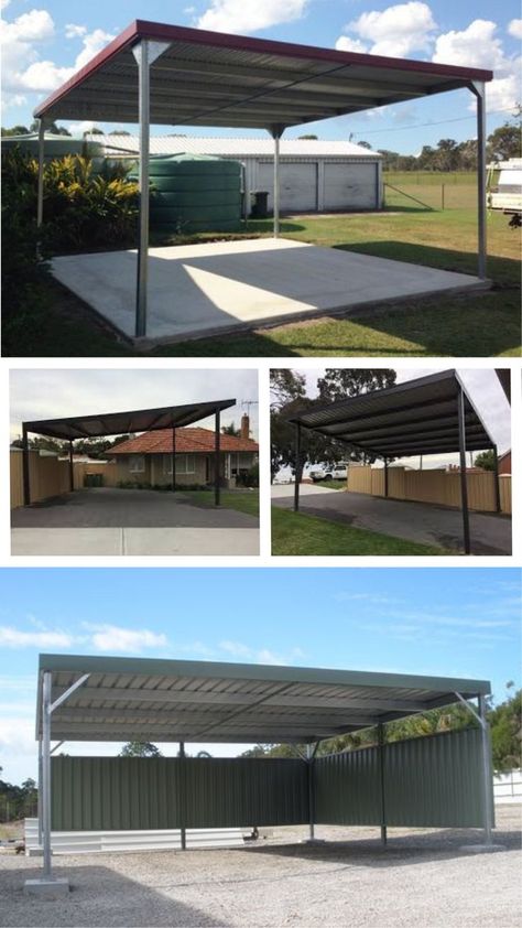 Steel Carport Ideas, Steel Carport Designs, Car Shed Ideas, Metal Carport Ideas, Carport Ideas, Metal Shed House, All Steel Carports, Metal Carport Kits, Steel Workshop