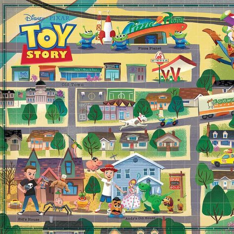 Disney Publishing Worldwide on Instagram: “Explore beyond Andy’s room in the new Disney Maps book! Can you find the pizza planet truck? 🔍🍕🚀 . Search for Disney Maps: A Magical Atlas…” Disney Maps, Pizza Planet Truck, Disney Map, World Of Disney, Pizza Planet, Pixar Films, Pictorial Maps, Disney And Pixar, Disney Books