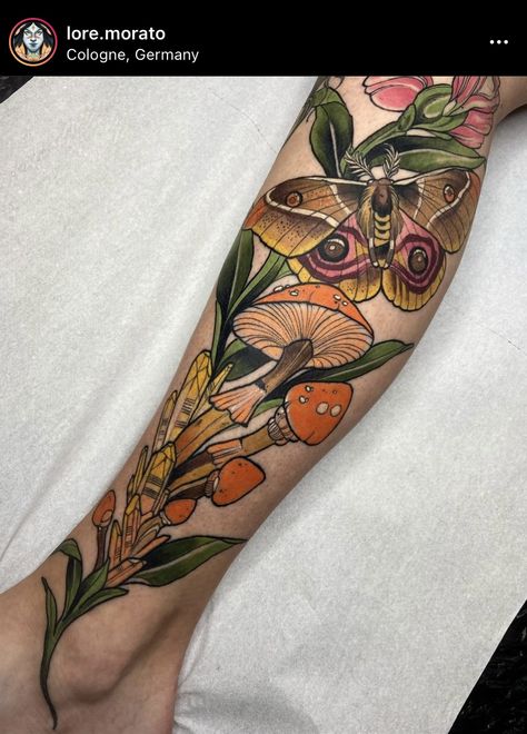 Nature Leg Sleeve, Cottagecore Tattoo, Tattoo Fairy, Tattoos Abstract, Tattoos Japanese, Tattoos Watercolor, Moth Tattoo Design, Abstract Tattoos, Garden Tattoos