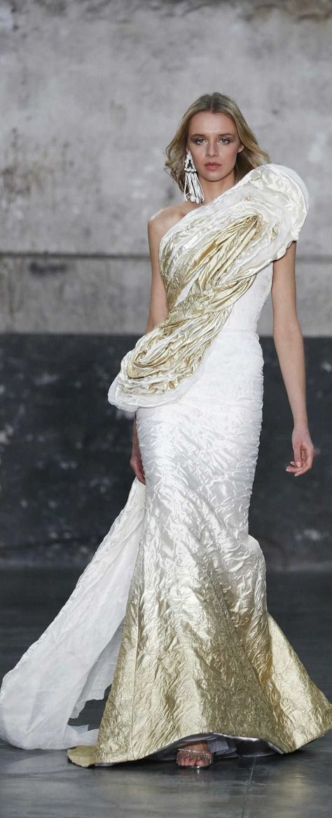 2022 Couture, Georges Chakra, Sheath Wedding Dress, One Shoulder Wedding Dress, Chakra, Wedding Dresses, Couture, Wedding Dress, Gold