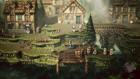 Octopath Traveler 2, Pixel Art Landscape, Octopath Traveler, 3d Pixel, Fantasy Concept, Survival Games, Like A Cat, Travel Games, Environment Design