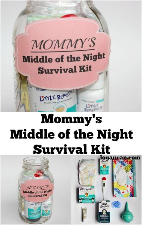 Mommy's Middle of the Night Survival Kit for life with babies. Mommy Survival Kit, Newborn Survival, Mom Survival Kit, Postpartum Care Kit, Girl Gift Baskets, Mom Gift Basket, Survival Supplies, Survival Kits, Before Baby