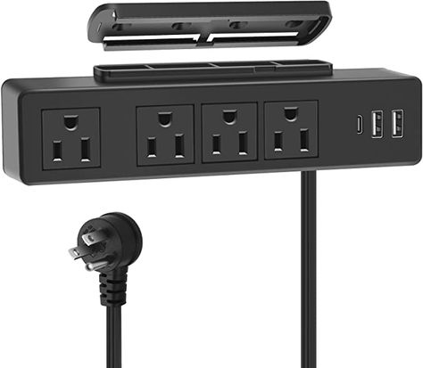 Black Desktop, Power Out, Under Desk, Smart Tech, Extension Cord, Power Outlet, Power Station, Electrical Supplies, Power Strip