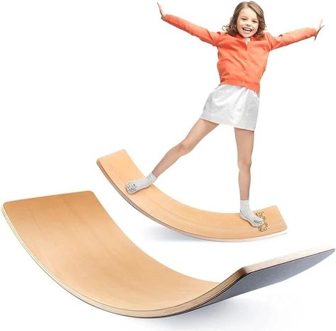 Amazon.com : bedmoimo 35 Inch Wooden Balance Board Wobble Board for Kids Toddlers, Teens, Adults, Wood Kids Toys for Kids - Wobble Balance Board Kids - Kids Wooden Toys - Montessori Waldorf Learning Toys Rocker : Sports & Outdoors Waldorf Learning, Wood Kids Toys, Wobble Board, Wooden Balance Board, Modern Playroom, Balance Trainer, Toys Montessori, Sensory Room, Board For Kids