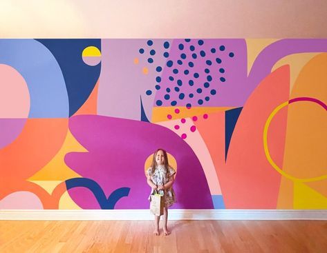 Gate Mural Ideas, Wall Murals Painted Abstract, Easy Mural Ideas, Arch Mural, Colourful Mural, Library Mural, Playroom Mural, Wall Illustration, Abstract Mural