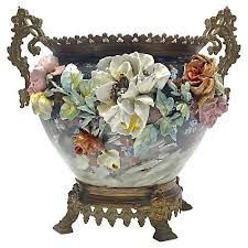 Indoor Planters & Urns | One Kings Lane Bronze Home Decor, Antique Urn, Bronze Handles, Capodimonte Porcelain, Porcelain Planter, Majolica Pottery, Pretty China, Gold Vases, Bearded Iris