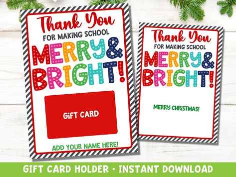 Gift Card Holder Christmas, Pta Gifts, Team Appreciation, Teacher Gift Card, Restaurant Gift Cards, Coworkers Christmas, Christmas Gift Card Holders, Printable Gift Cards, Staff Gifts