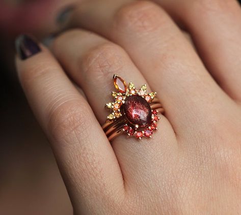 Flame Ring, Ballerina Ring, Sunstone Ring, Emerald Halo, Oregon Sunstone, Fire Ring, Engagement Sets, Three Rings, Morganite Engagement