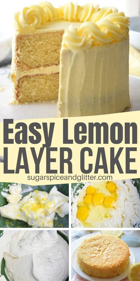 Homemade Lemon Cake Recipe, Lemon Cake From Scratch, Best Lemon Cake Recipe, Easy Lemon Cake Recipe, Lemon Birthday Cakes, Homemade Lemon Cake, Lemon Layer Cake, Box Lemon Cake, Lemon Cake Easy