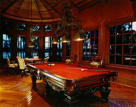 Regulation billiards table-burgundy felt-leather pockets Billard Table, Snooker Room, Pool Table Room, Billiard Pool Table, Billiard Rooms, Game Room Basement, Recreational Room, Game Room Bar, Pool Halls